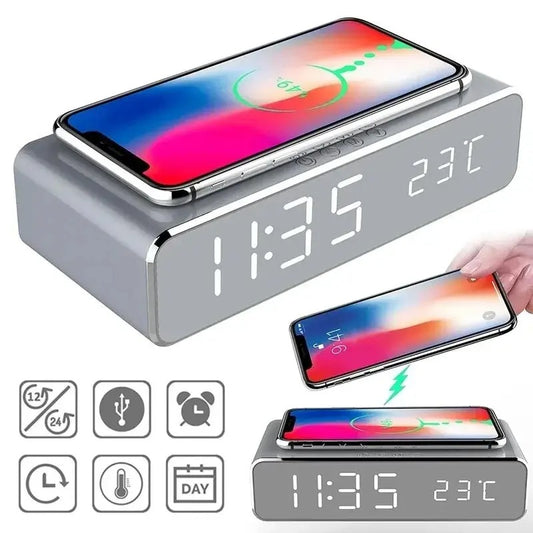 Wireless Charger Time Alarm Clock LED Digital