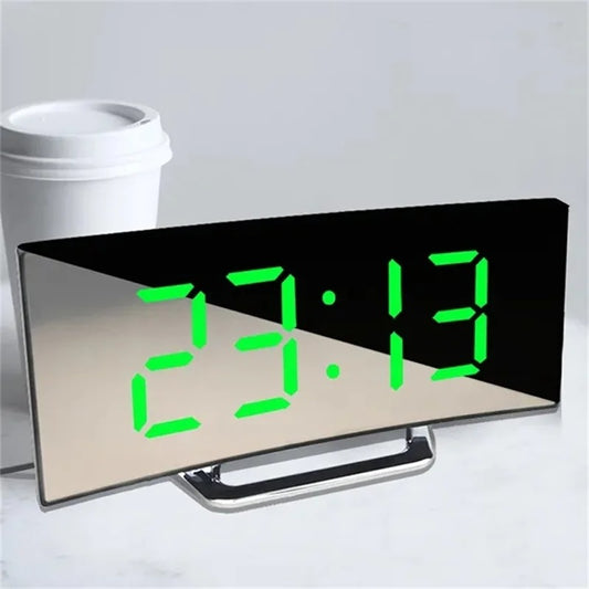 Curved Screen Mirror LED Digital Clock